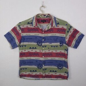 True Grit Button Down Shirt Mens L Multicolor Southwestern Tribal USA Made